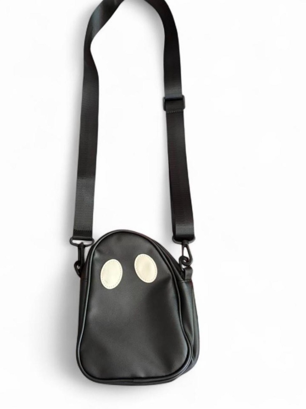 Men's Black Crossbody Bag with White Accent - Sleek Everyday Carry